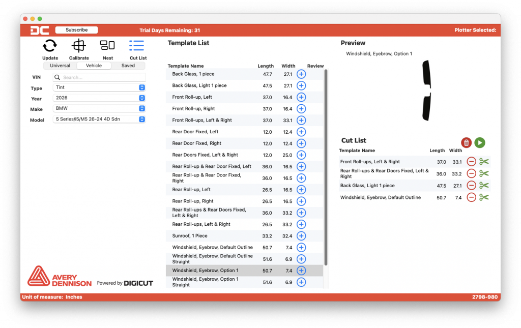AD Cut software layouts