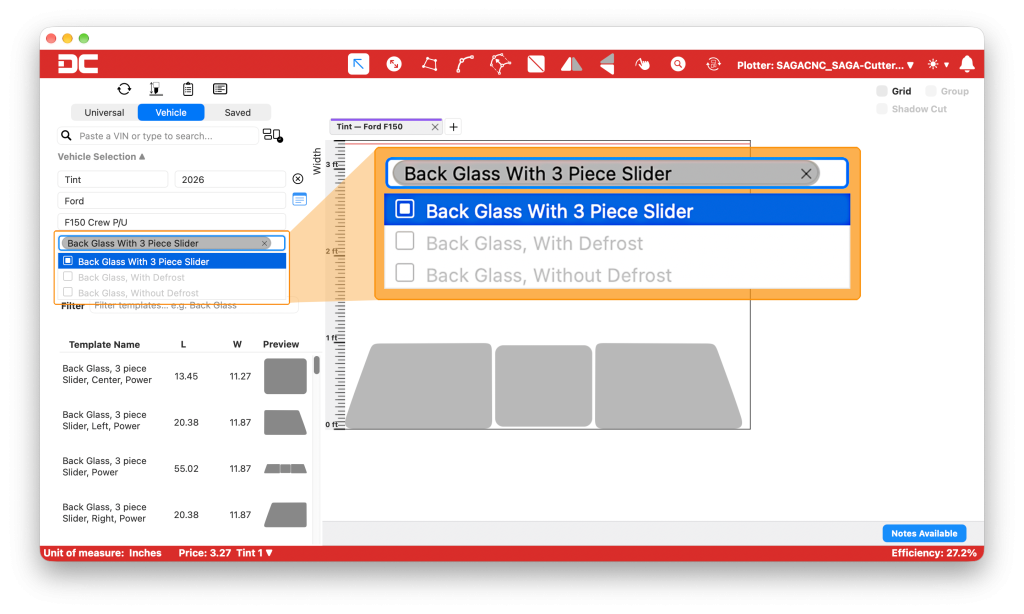DigiCut 3.2: Trim and Option Filtering for Tint and PPF